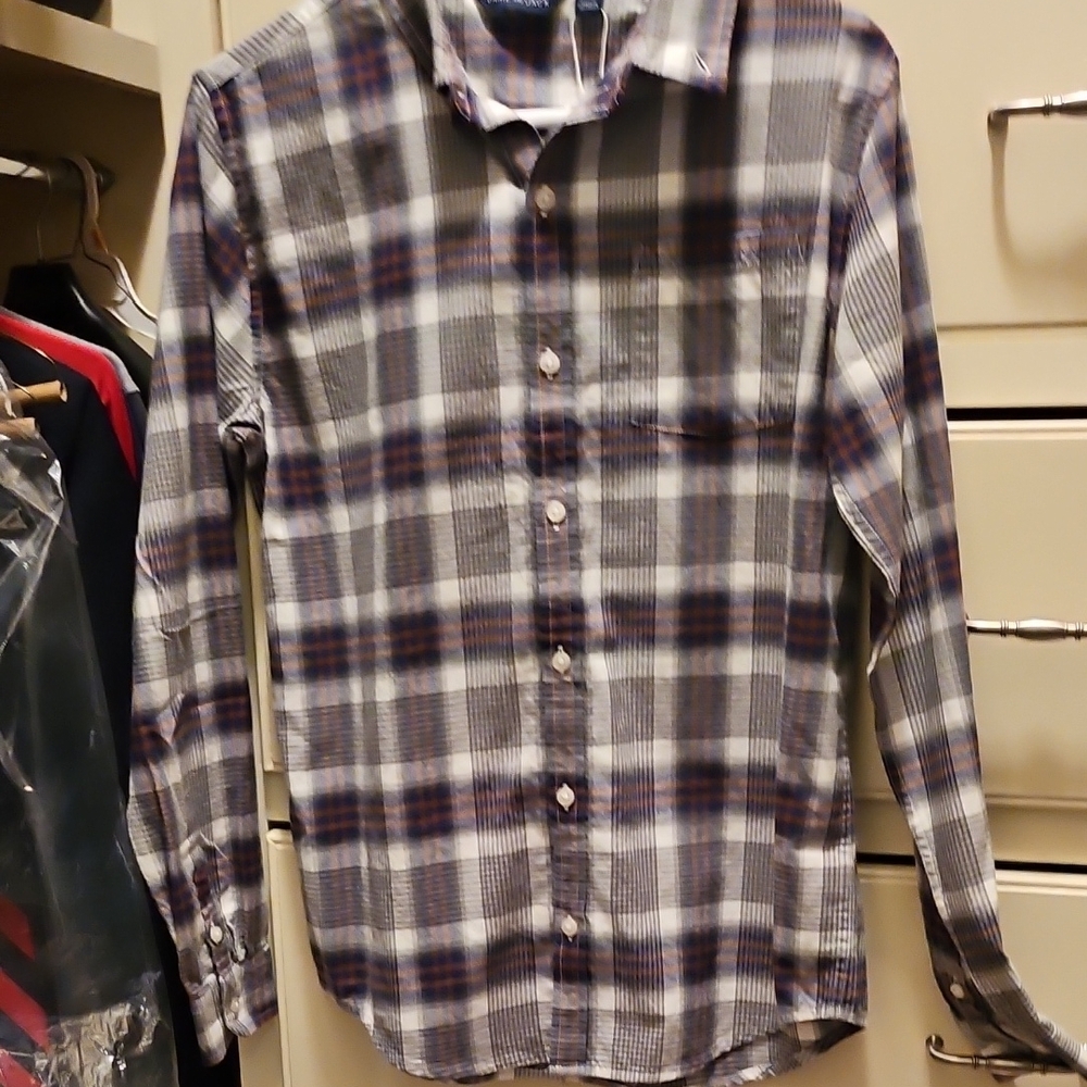 Men's Plaid Shirt - Blue and Gray